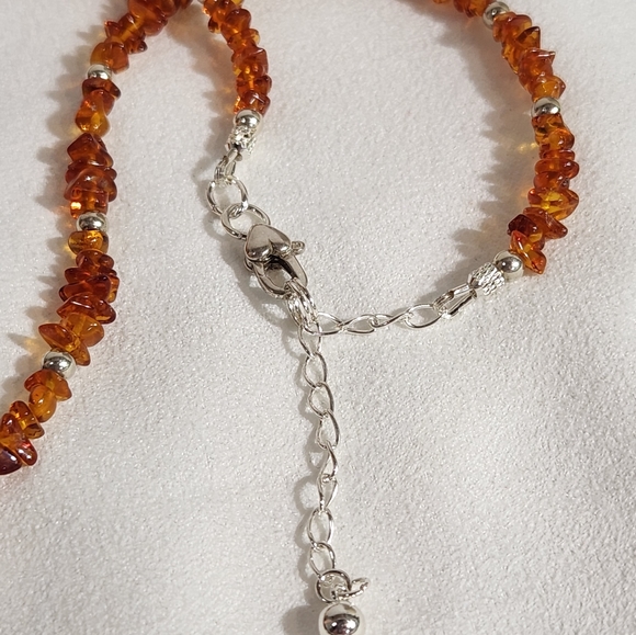 Genuine Sterling Silver & Genuine Baltic Amber Handmade Necklace - Picture 7 of 13